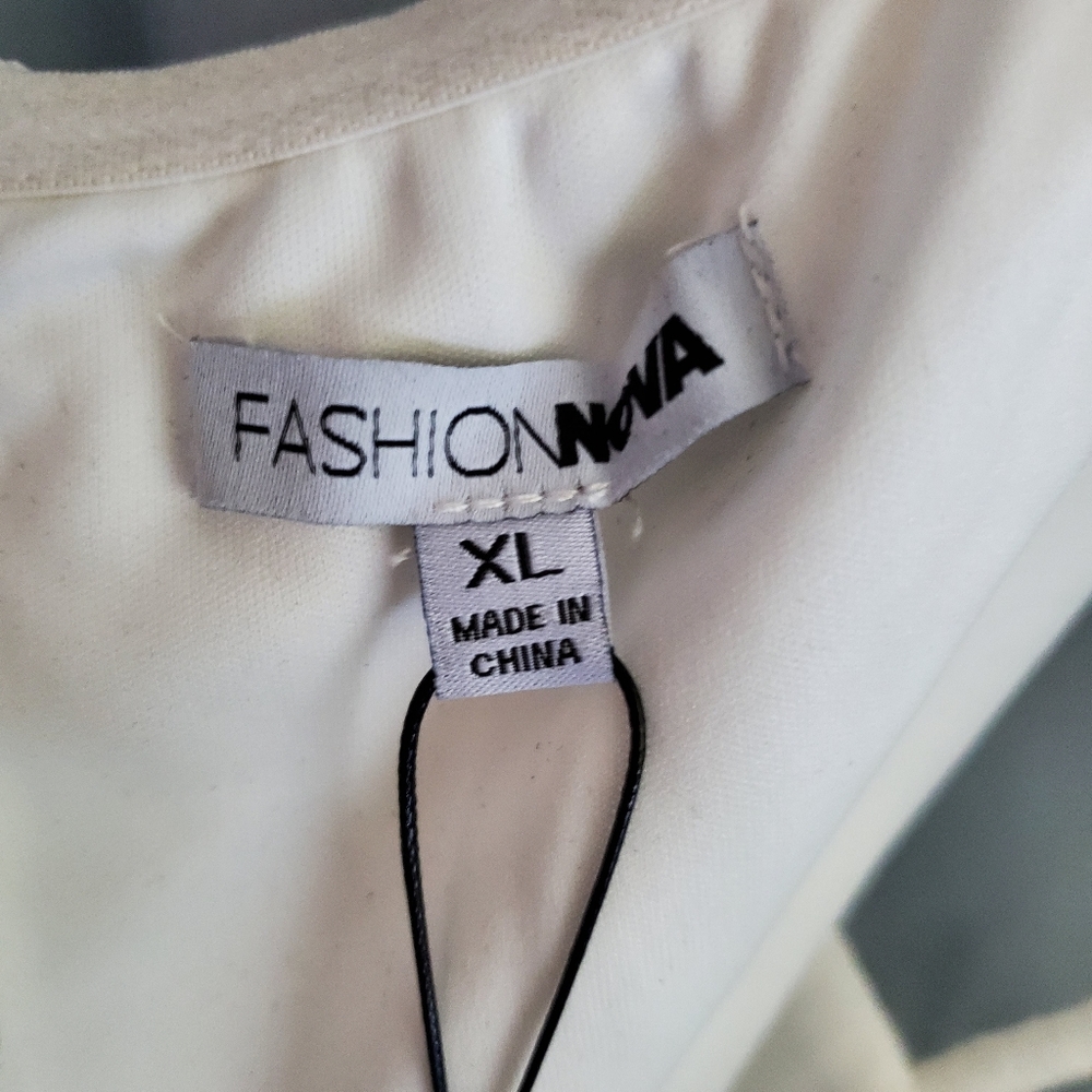 Fashion Nova  white strapless dress w mesh at bodice sz XL. - Picture 4 of 16